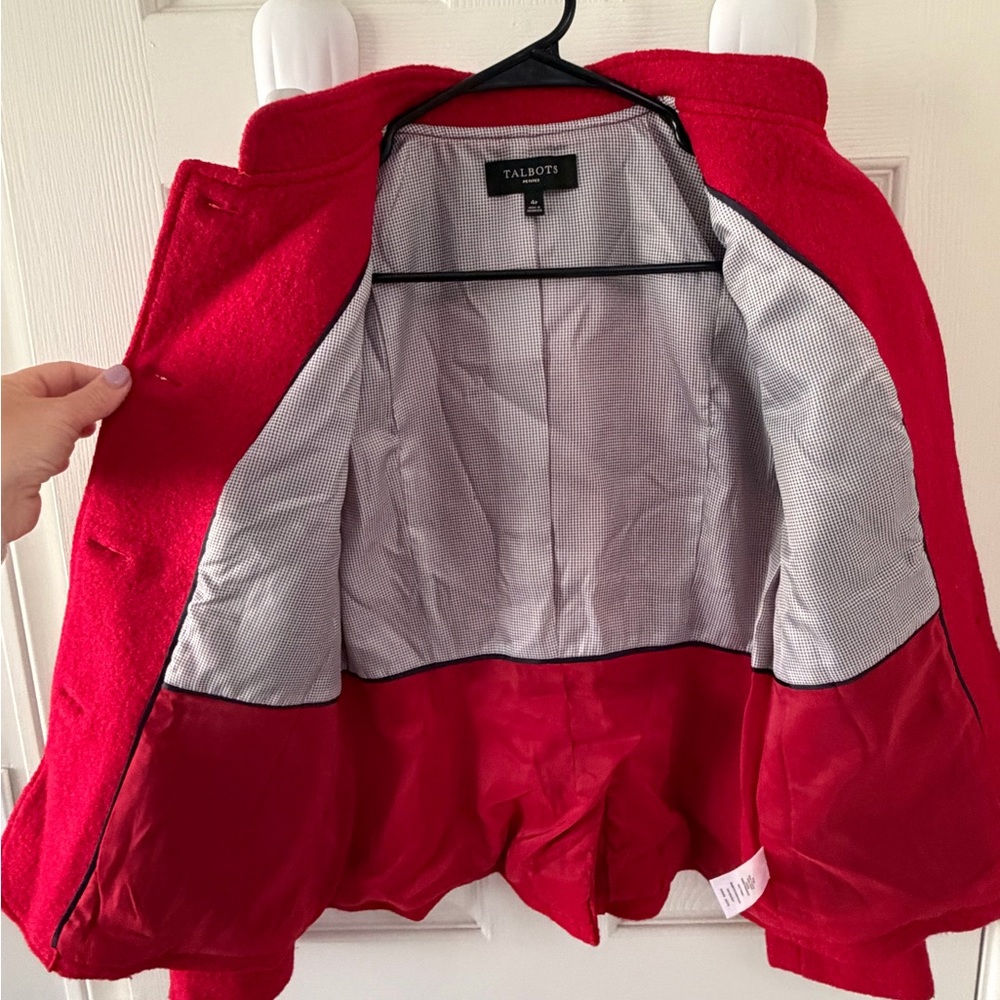 Talbots Vibrant Red Wool-Blend Button Jacket - Picture 6 of 7